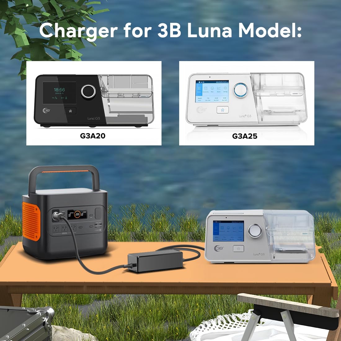CASIMY 24V DC Car Battery Charger for 3B Luna Model G3 BPAP 25A LG3700 LG3700W A20 LG3600 LG3500 E3922318301 REF 10230444 REF10230444 Luna G3 CPAP BiPAP Machine APD DA-80A24 Power Supply Auto Adapter