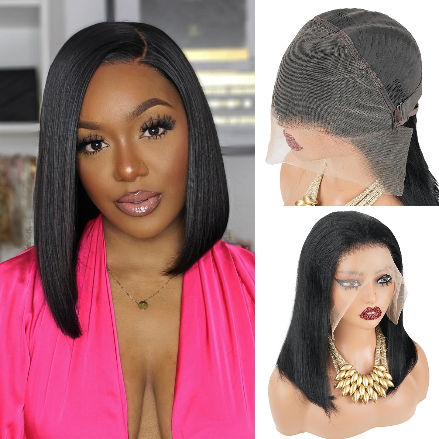 Mihugass #1 Jet Black Bob Wig Human Hair 13x6 Lace Front Wigs Human Hair Short Bob Wig Human Hair For Black Women 180% Density 1