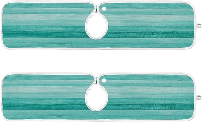 Kitchen Faucet Absorbent Mat,Teal Turquoise Green Wood Water Splash Guard for Sink, Faucet Drip Catcher Thicken Sponge Microfiber Faucet Water Catcher Mat Sink Absorbent Mat for Kitchen 23x5in 2 Pack