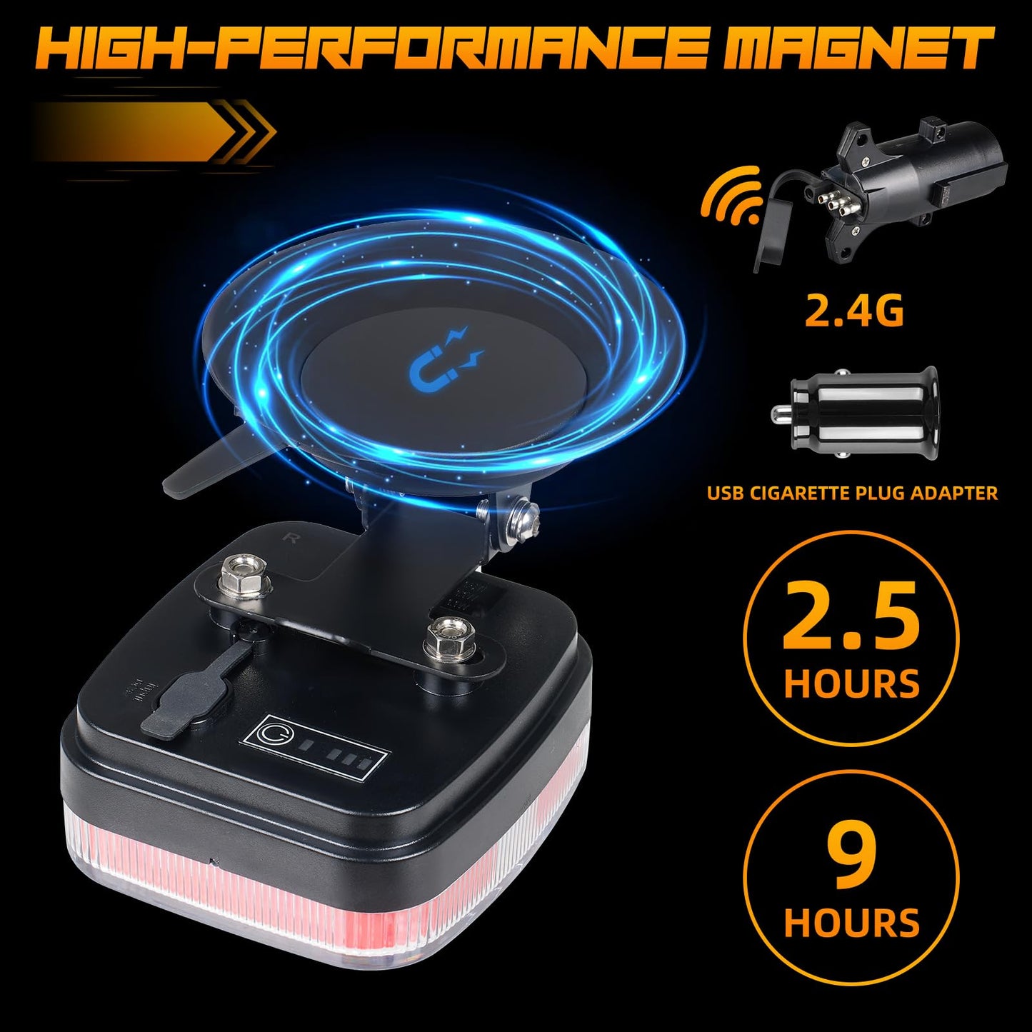 inhtgeas Wireless Trailer Lights - Magnetic, Rechargeable, LED, Model SL-5016, Version 5016, Red