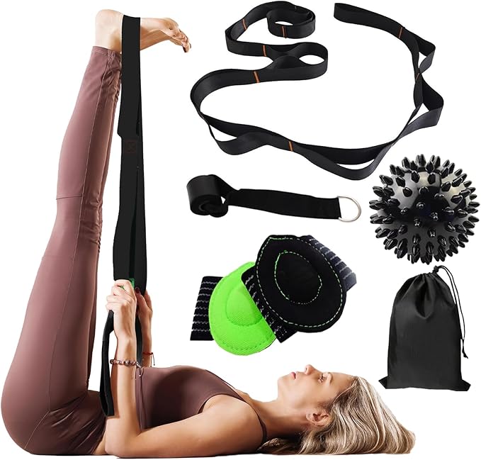 JZOONPVA Calf Stretcher Multi Loop Stretch Strap–Yoga Strap for Stretching,Physical Therapy Strap with Loops,Yoga Belt&Ham...