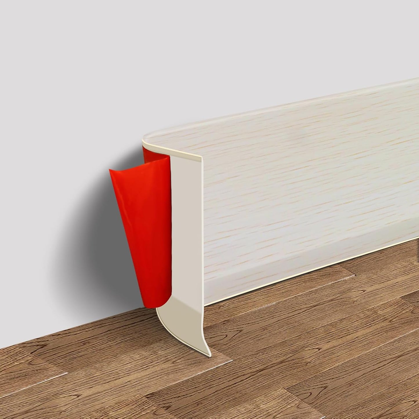 Vinyl Wall Base Baseboard Molding Trim 4" Flexible Self Adhesive Rubber Wall Base Moulding Trim Peel and Stick Design, 4 Inch x 60 Feet, Beige Wood Grain