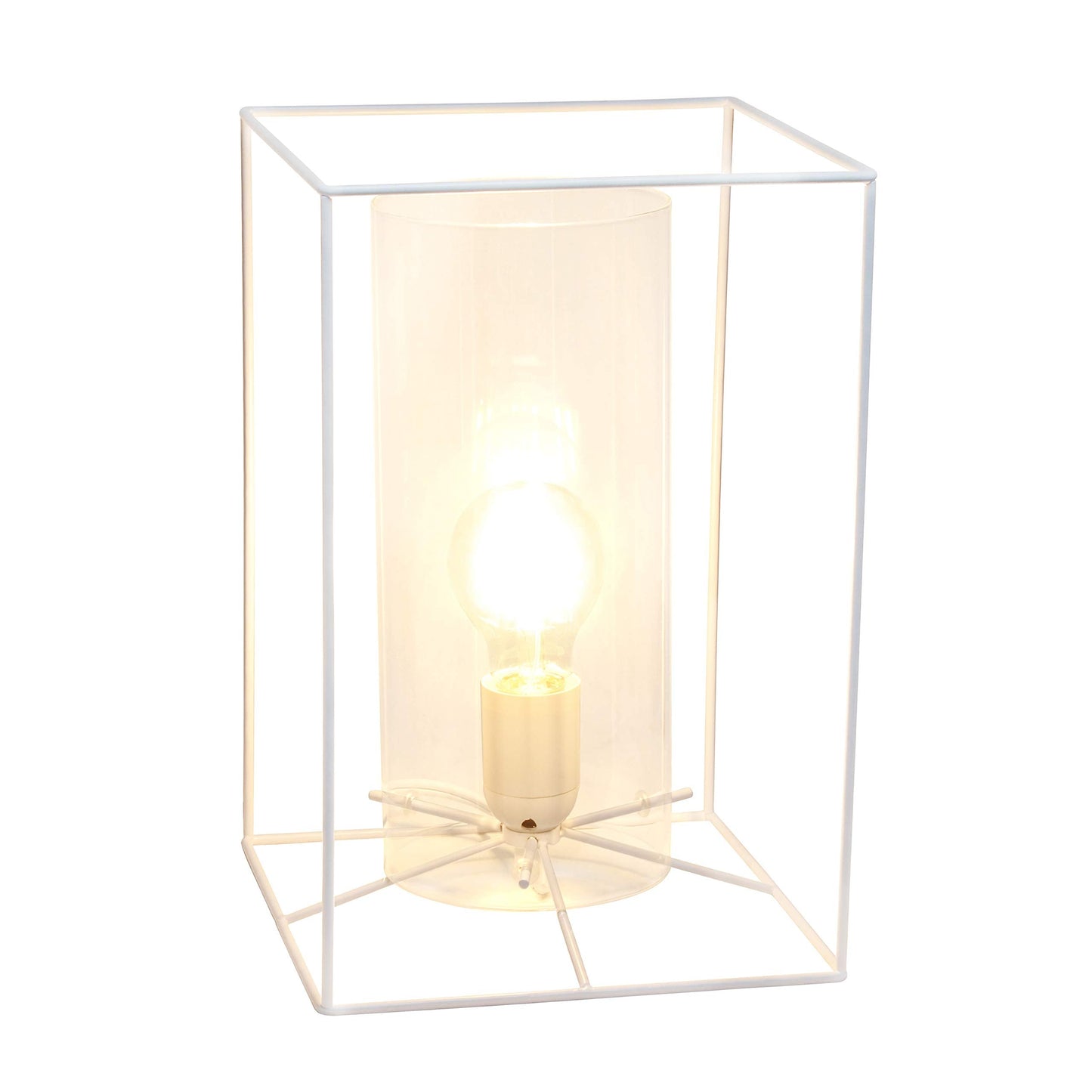 Elegant Designs LT2070-WHT Table Lamp, Large 11.8in, Metal, White & Clear Glass