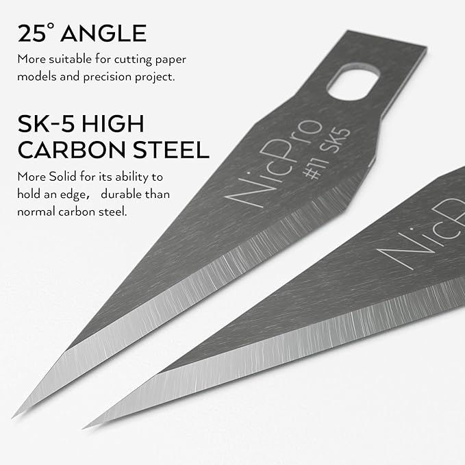 Nicpro 120 PCS Hobby Blades Set SK-5, Utility #11 Art Blades Refill Cutting Tool with Storage Case for Craft, Hobby, Scrapbooking, Stencil