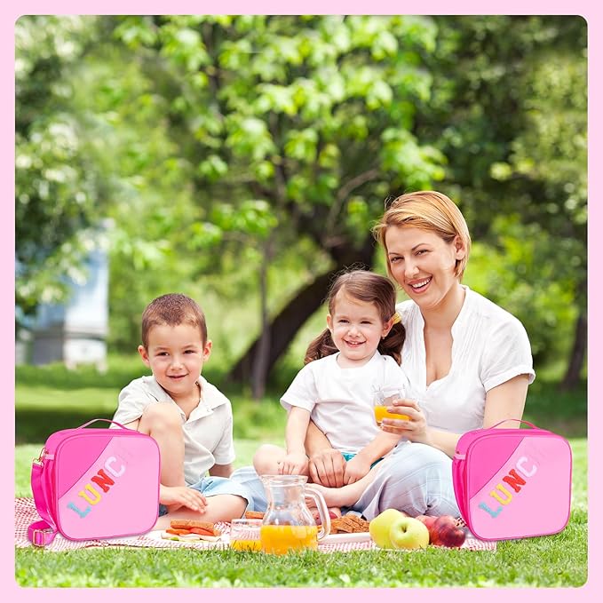 Lunch Bag Kids-Kids Insulated Lunch Bag with Adjustable Strap - Reusable Leakproof Lunch Box for Girls, Preppy School Lunch Tote for Travel, Picnic,School & Winter Camp