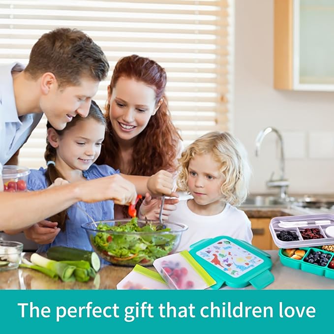 Leak-Proof, 8-Compartment Bento-Style Lunch Box - Ideal Portion Sizes for Ages 6+, Durale, Drop-Proof, Dishwasher Safe, & Made with BPA-Free Materials(Green)