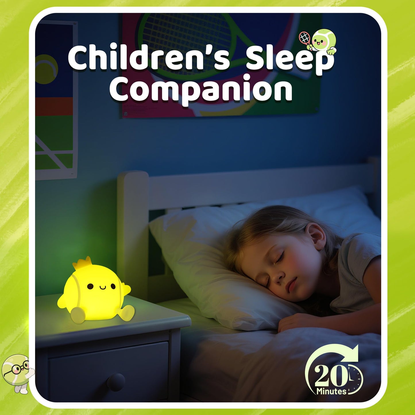 Attivilife Tennis Night Light  Tennis Ball Gifts For Kids  Rechargeable Nursery Bedroom Table Decor Dimmable Led Touch Lamp  Birthday Graduation Christmas Gift For Baby Boy Girl Teen mature-themed Athlete