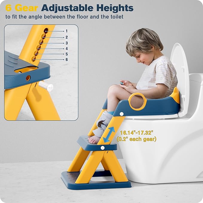 Potty Training Seat, Upgrade Toddler Toilet Seat for Kids Boys Girls, 2 in 1 Potty Training Toilet for Kids, Splash Guard Anti-Slip Pad Step Stool（Upgraded Cushion）
