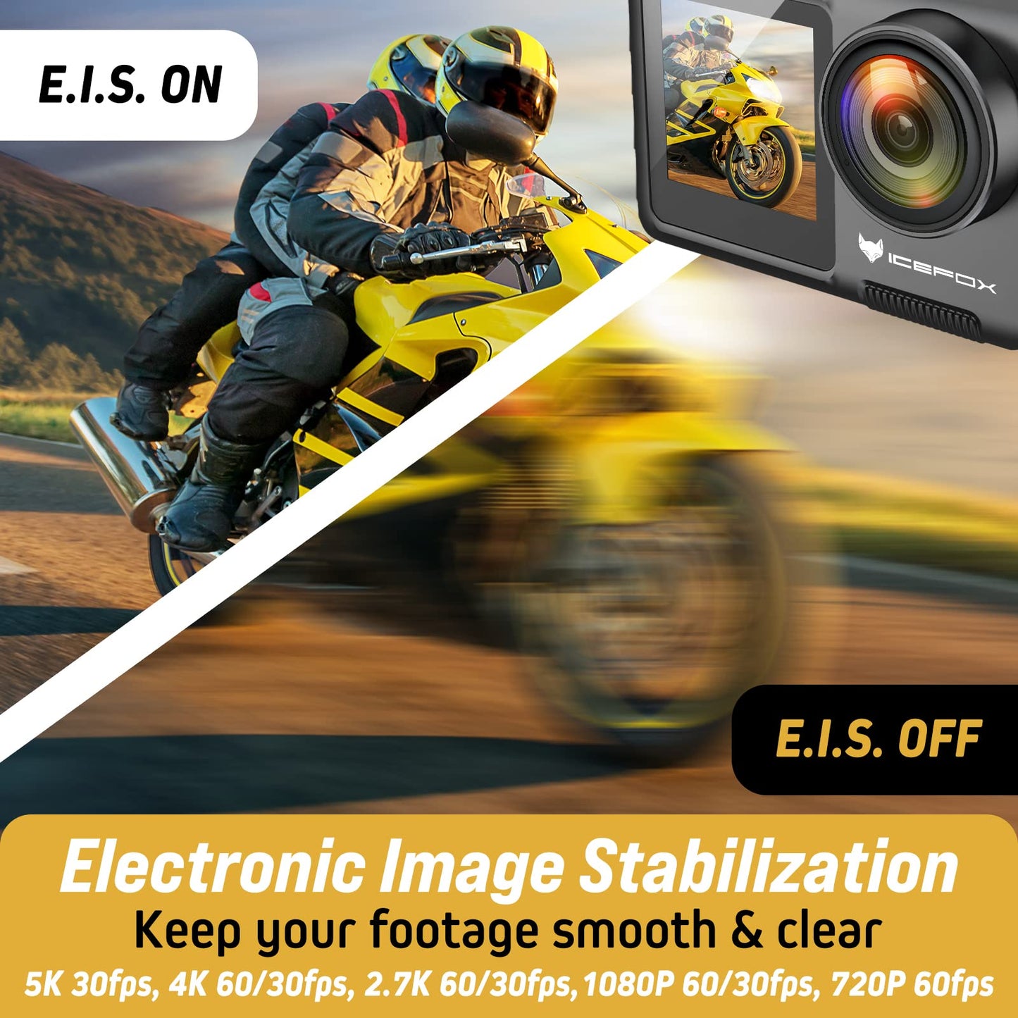 Icefox Action Camera 5K 30Fps 20Mp With Touch Screen, 98Ft Waterproof Underwater Camera, Eis 4X Zoom Adjustable View Angle Remot