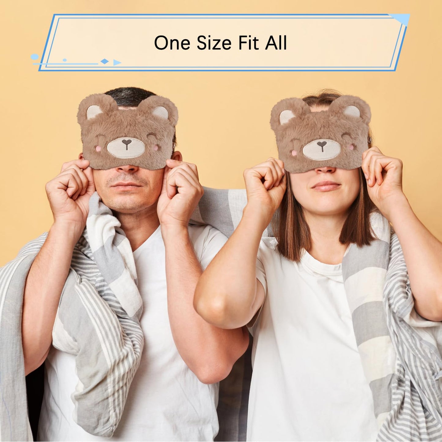 JRINYE Cute Capybara Plush Sleep Mask Eye Mask Sleeping Masks Funny Lovely Animal Soft Fluffy Eyes Cover Blindfold Eye Shade for Kids Girls and Adult Travel - Brown