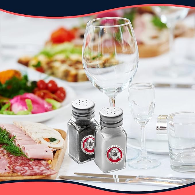 Heritage Pewter Ohio State University Salt and Pepper Shaker Set of 2 Bottles | Expertly Crafted Pewter Glass