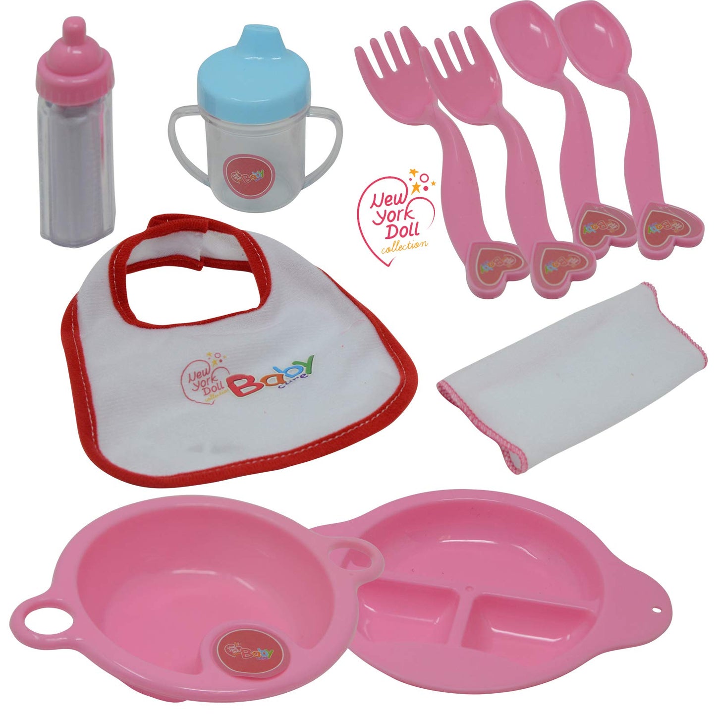 The New York Doll Collection Baby Doll Feeding & Caring Accessory Set in Zippered Carrying Case