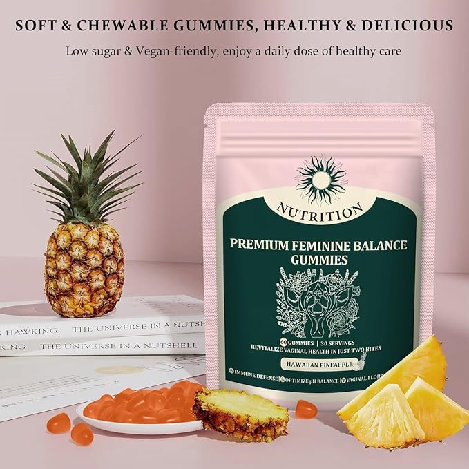 MATOP Premium Feminine Gummies Balance Nutrition - pH Balance for Women Health Natural Hawaiian Pineapple Gummy Vegan Gluten-Free Wellness 60 Gummies - 30 Servings