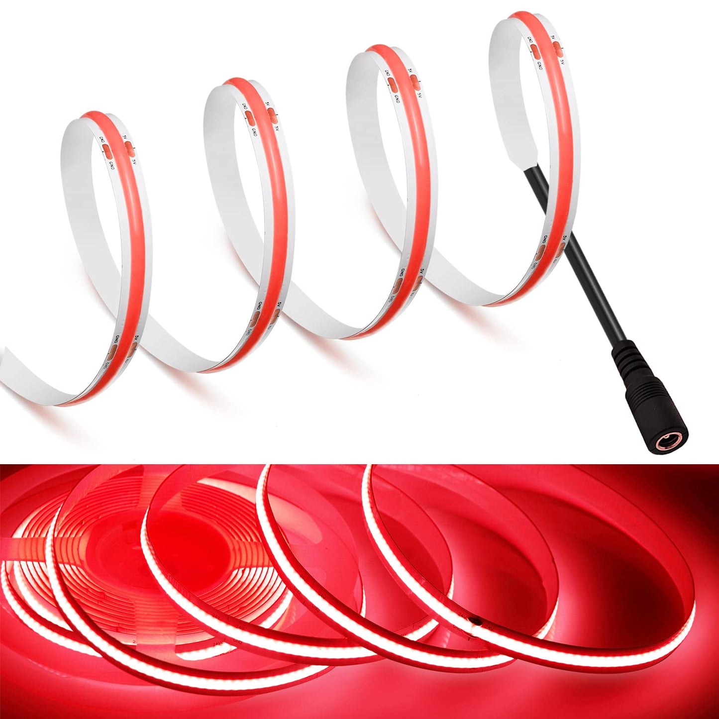 MDee COB LED Strip Lights, 6.56ft/2m, DC12V, 320 LEDs/m, CRI 90+, Red, Flexible LED Tape for Indoor/Outdoor D?