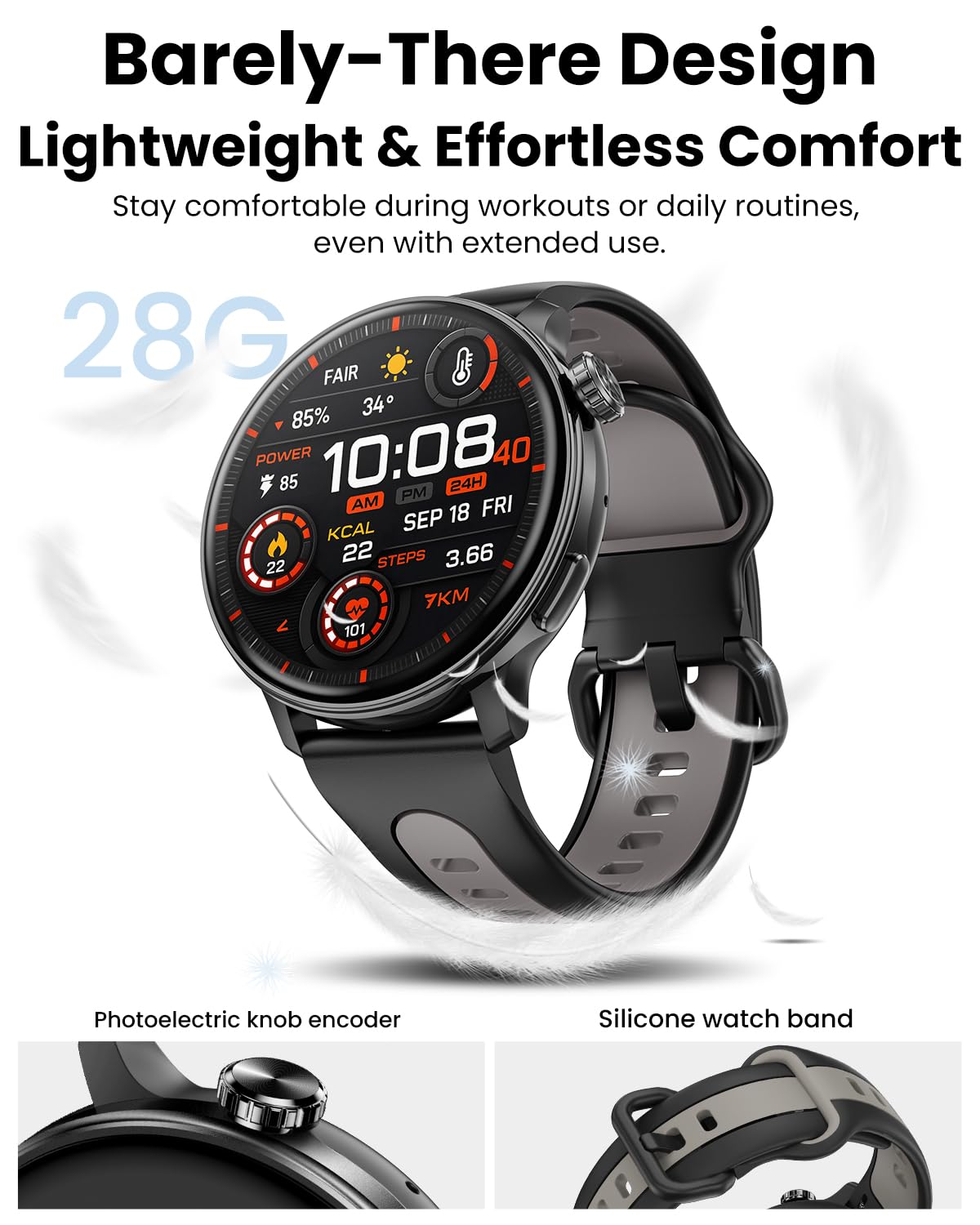 Mingdaln Smart Watch GPS, 1.43" AMOLED Screen Smart Watch for Men/Women Fitness Tracker, Military Smartwatches Compass，Compatible with Android & iOS (Bluetooth Call Answer/Dial), Multiple Sports Modes