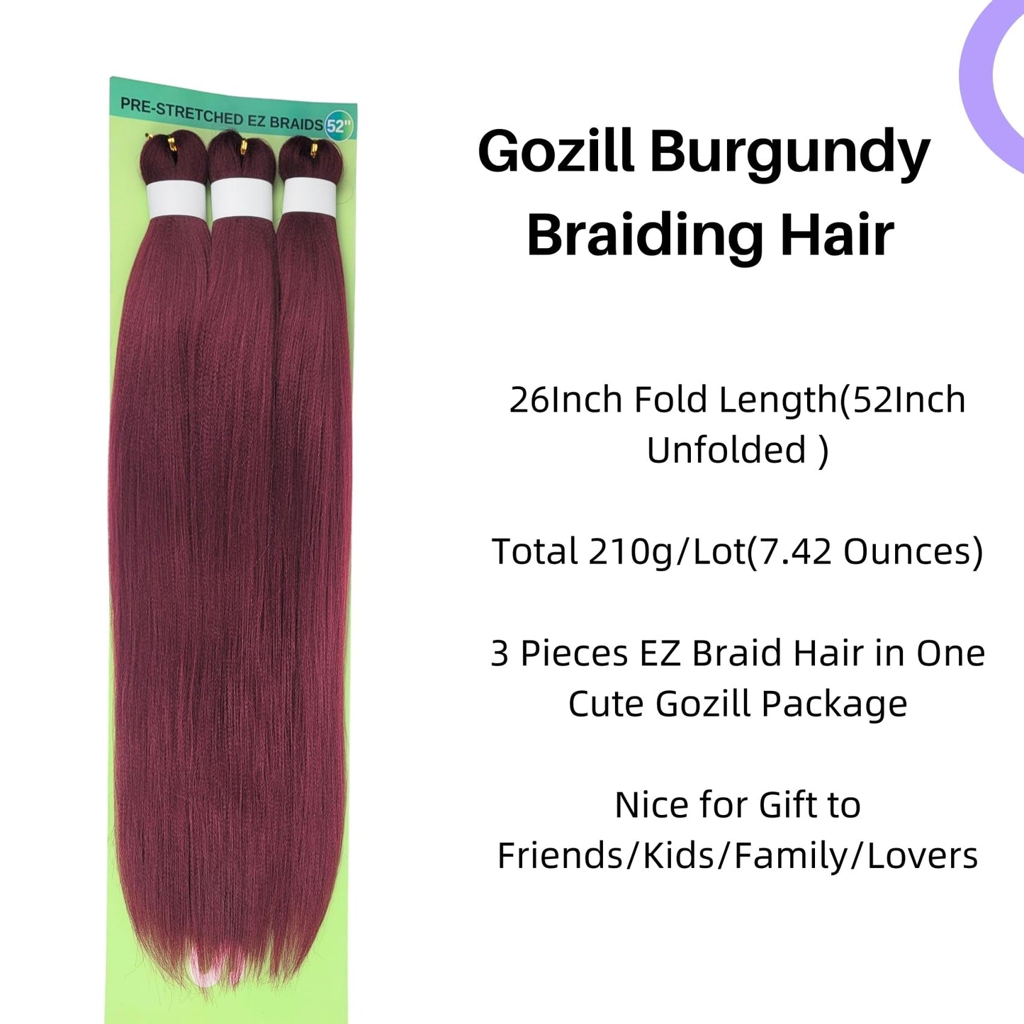 Burgundy Braiding Hair Pre Stretched 900# Knotless Braids Hair Extension for Braiding
