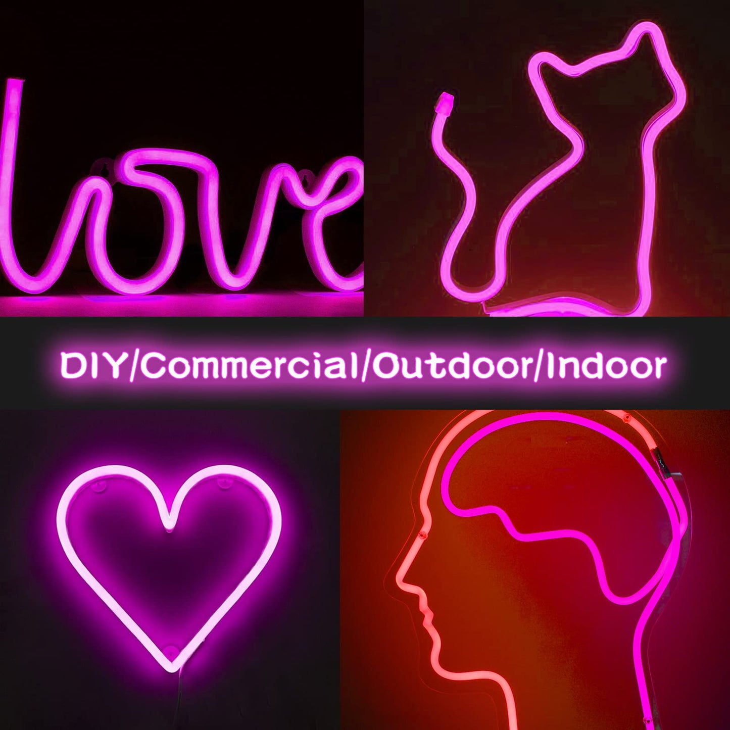 Meijiajia LED Neon Strip Lights, Purple, 12V, 16.4ft, Flexible, Waterproof Silicon, Cuttable, Model: LED Neon