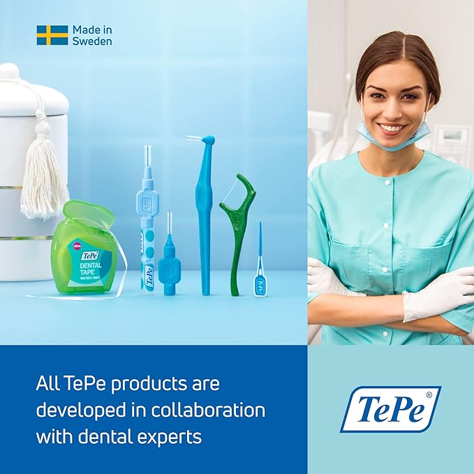 TePe Denture Care Denture Brush, Adult Denture-Cleaner Toothbrush for Full or Partial Dentures