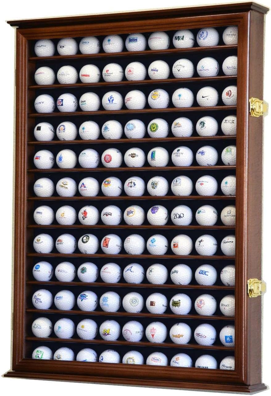 Golf Ball Display Case Holder Cabinet Wall Rack Stand Select Your Size 98% UV Lockable 5 Sizes 4 Colors to Choose