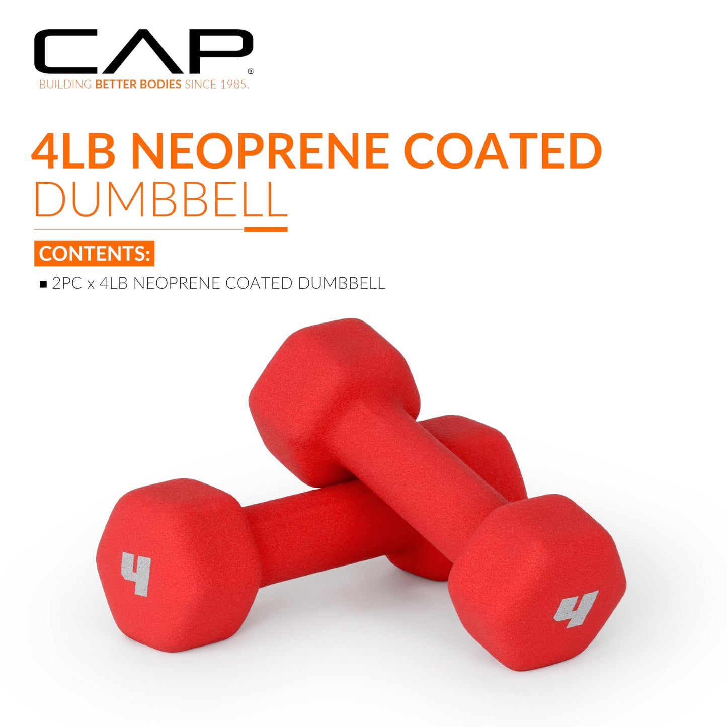 CAP Barbell Neoprene Dumbbell Weights, 4 lb Pair, Cranberry