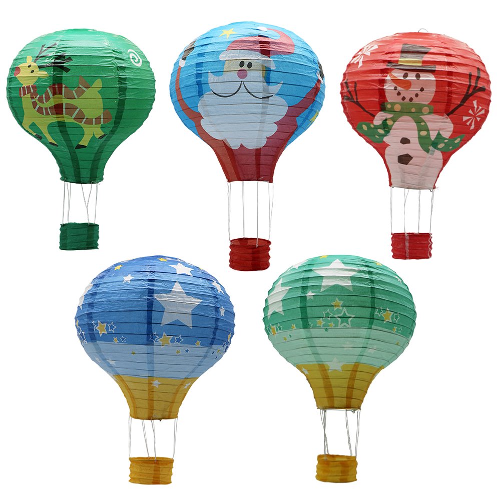 Adlkgg Hot Air Balloon Paper Lanterns Set, 12 Christmas Decor, Pack Of 5, Perfect For Parties, Weddings, And Birthdays