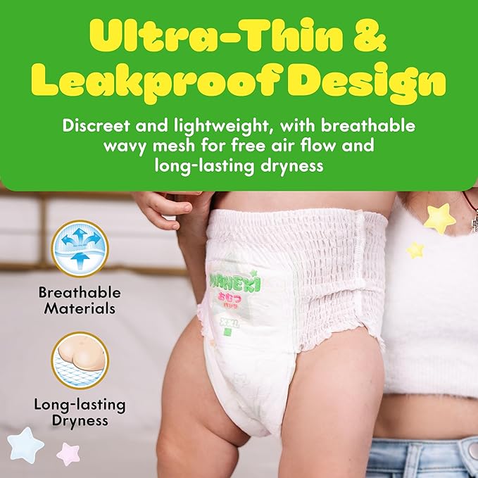 MANEKI Size 4 Diaper Pants, Disposable Baby Diapers Size 4 (20-31 lbs), 88 Count (2 Packs of 44), Pull-Ups Style, Leaks Protection