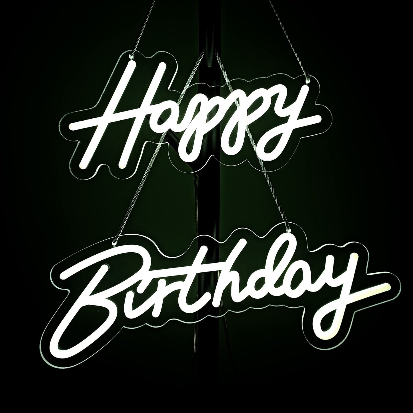 ASIUXIRS Neon Sign - 28x6 Inch Happy Birthday Wall Light - White - Perfect for Bars, Clubs, Bedrooms, Weddings, and Parties