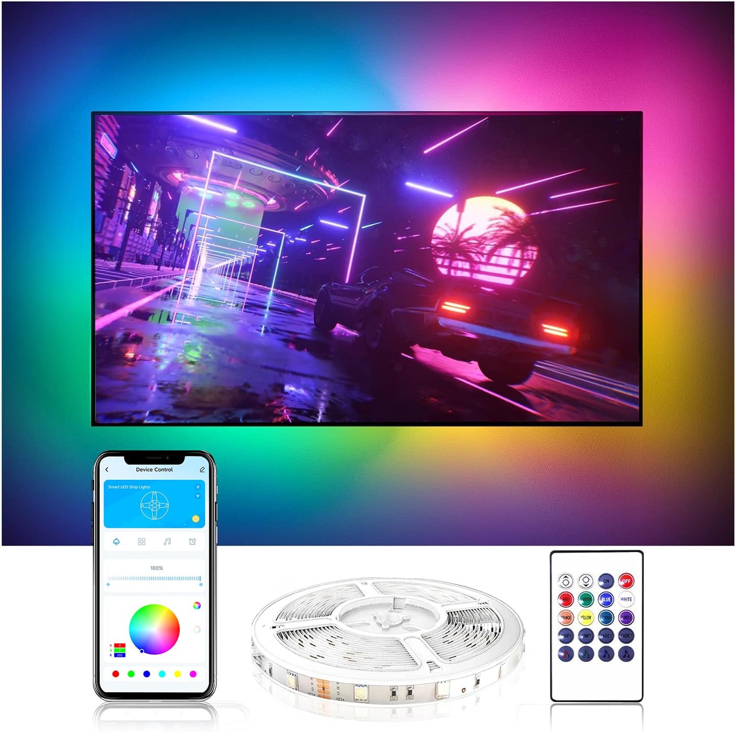 DAYBETTER LED Strip Lights for TV 75-85 Inch, 16.4ft Bluetooth Backlight with Remote, Model DTHTVRGB05B