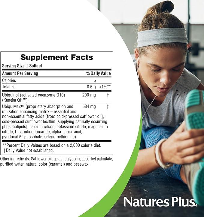 Natures Plus Beyond CoQ10-200 mg Ubiquinol - 30 Easy to Swallow Softgels - High Potency, High Absorption Supplement, Promotes Heart Health, Antioxidant - 30 Servings