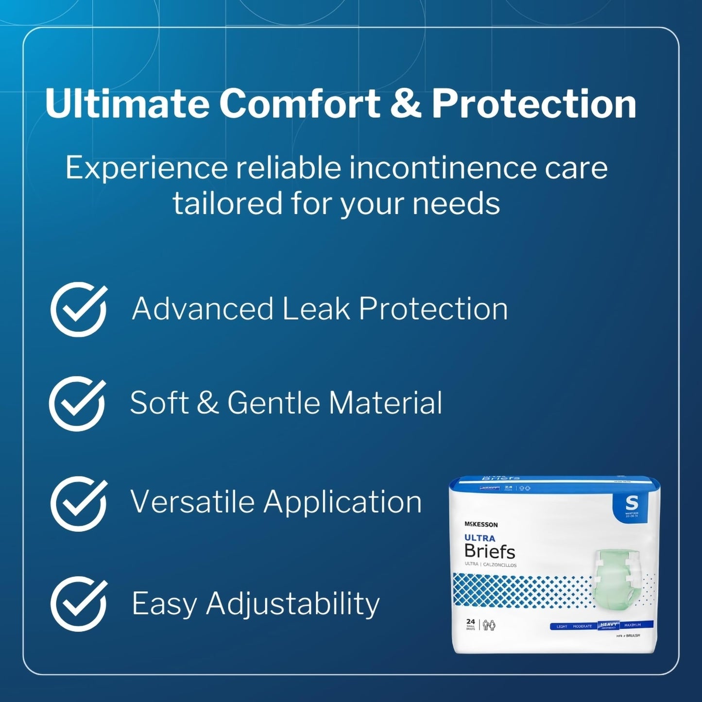McKesson Ultra Briefs, [96 Count], Small, 22-36 in. Incontinence Adult Diapers, Heavy Absorbency, Unisex, Disposable, Elastic Leg Gathers and Contoured Fit for Men and Women