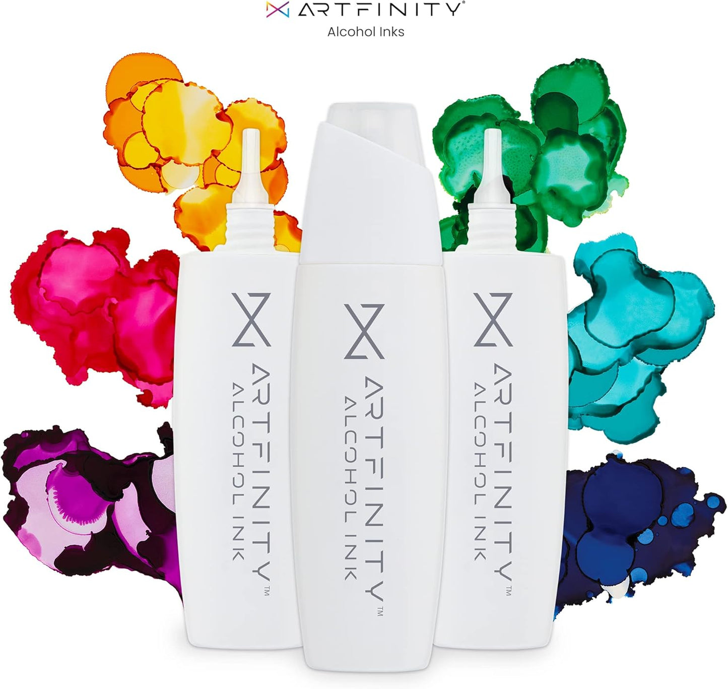 Artfinity Alcohol Ink Sweet Tooth Set of 10 Colors (25 ml) with Free Acrylic Stand - for Painting or Alcohol Marker Refill Ink, Acid-Free, Fast-Drying, Permanent, Transparent, Swatch Template
