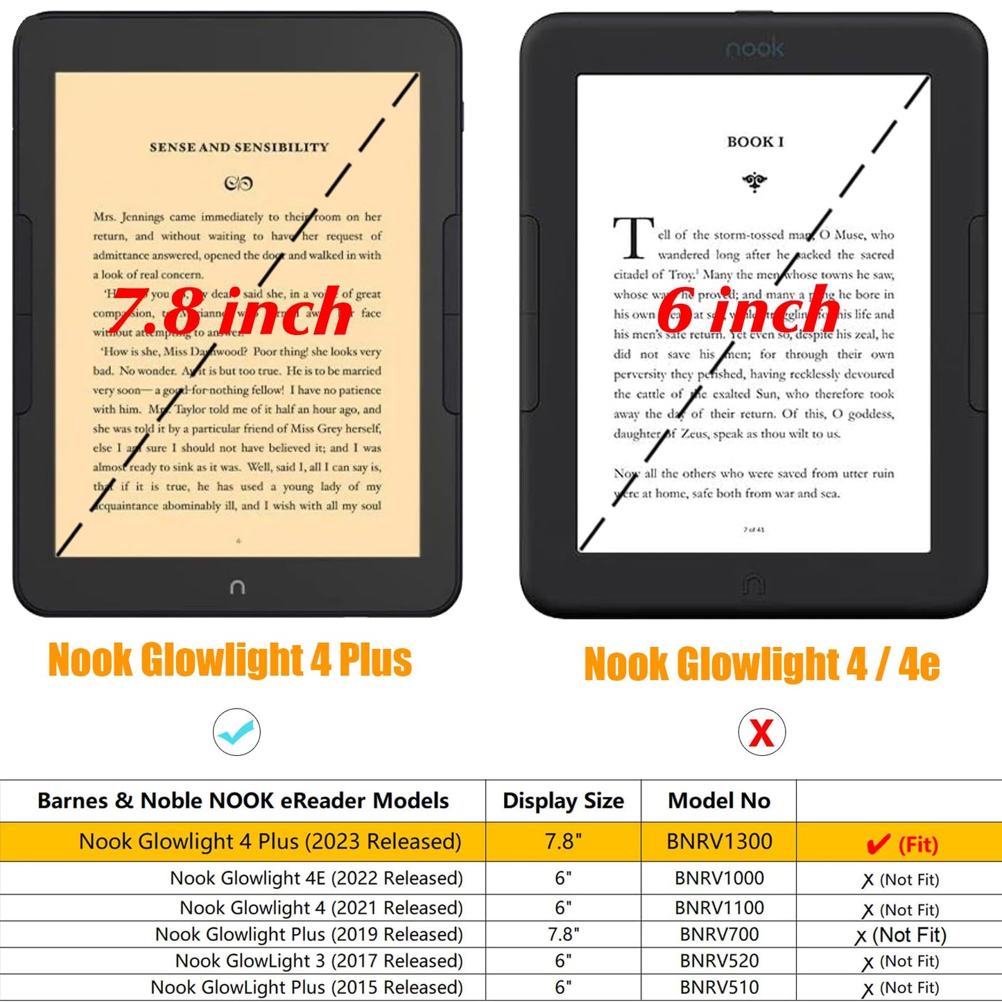 Bozhuorui Case For 7.8  Nook Glowlight 4 Plus (2023) | Slim & Lightweight Design | Book Folio Style | Hard Back Shell | Premium