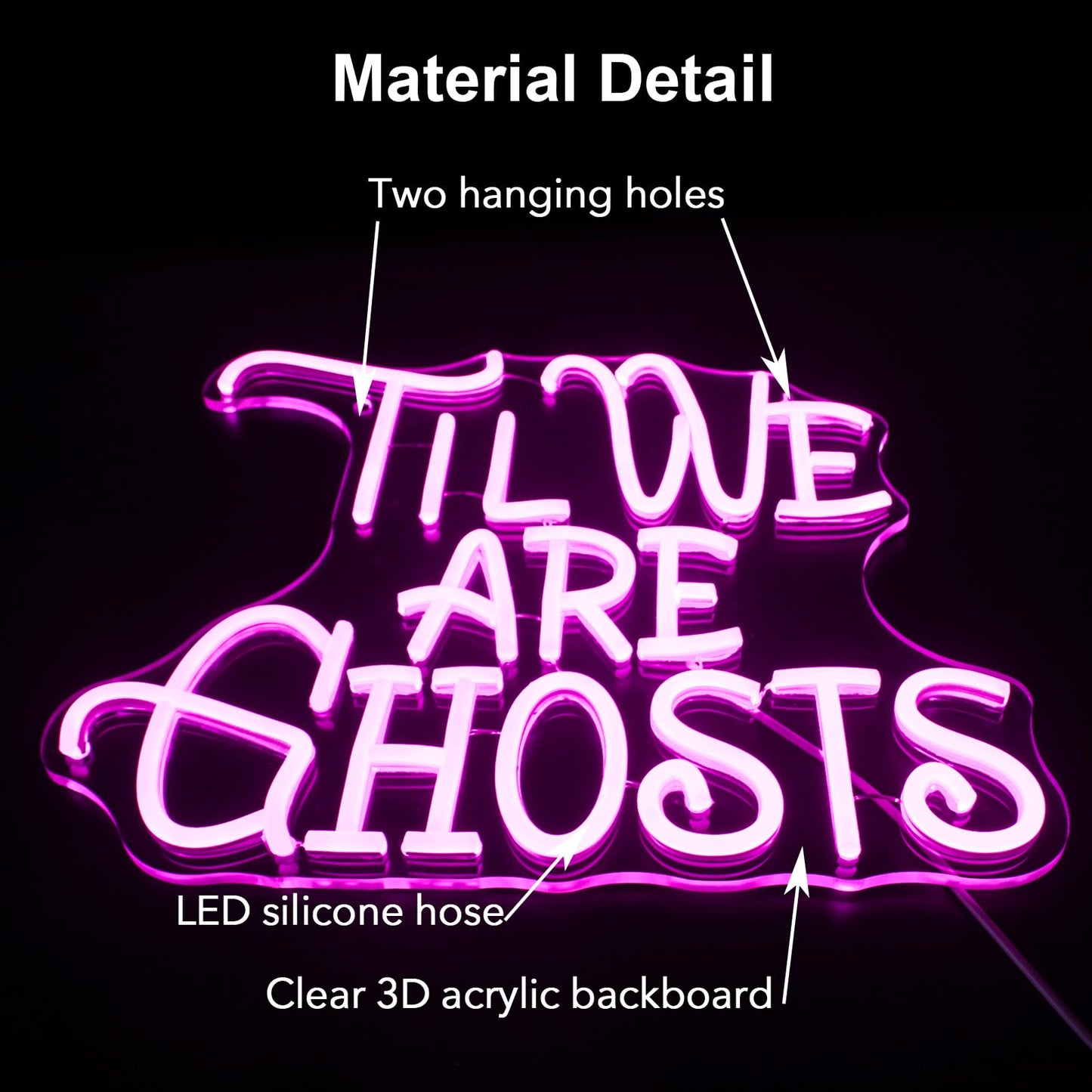 Til We Are Ghost Neon Sign Pink Gothic Home Decor ValentineS Day Decor Sign Goth Room Sign For Bedroom Living Room Office Dorm Valentines Gift Birthday Wedding Party Decor Halloween