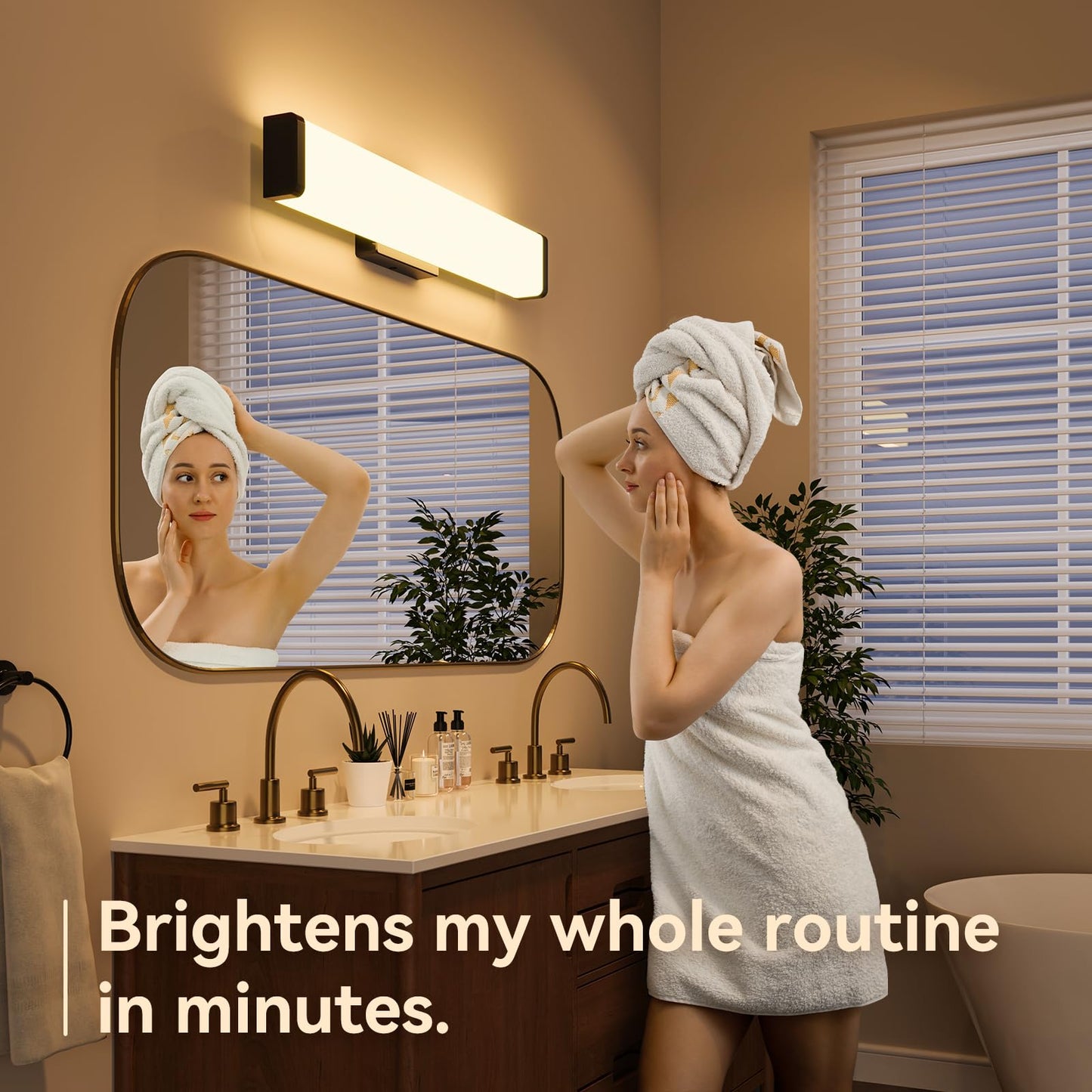 Amico Bathroom Vanity Light Over Mirror 32 inch, Dimmable 5CCT Led Vanity Lights for Bathroom, Modern Black Wall Lights-ETL Certificated