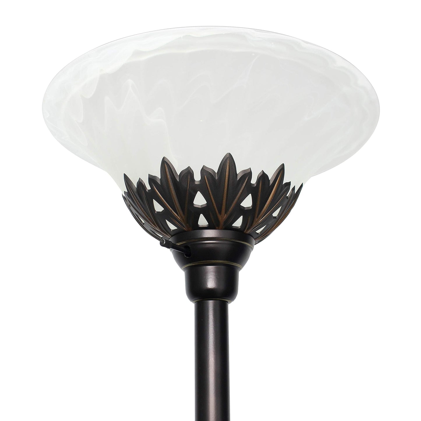 Elegant Designs LF2002-RBW Floor Lamp, 3 Light Scalloped Glass, Restoration Bronze, 13inL x 21.5inW x 71inH
