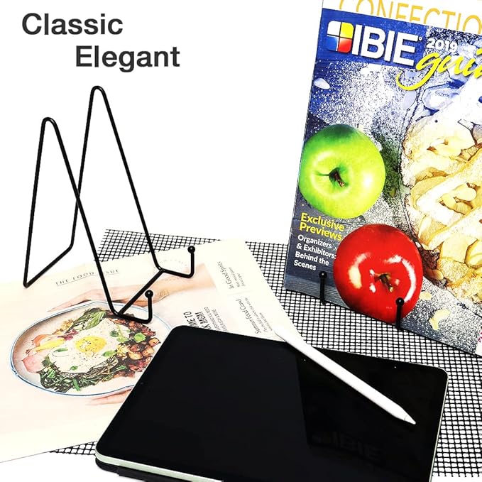 7 Pack 8 Inch Large Plate Stands for Display, Metal Black Plate Holder Display Stand, Picture Frame Stands for Book, Photo Easel, Decorative Plates