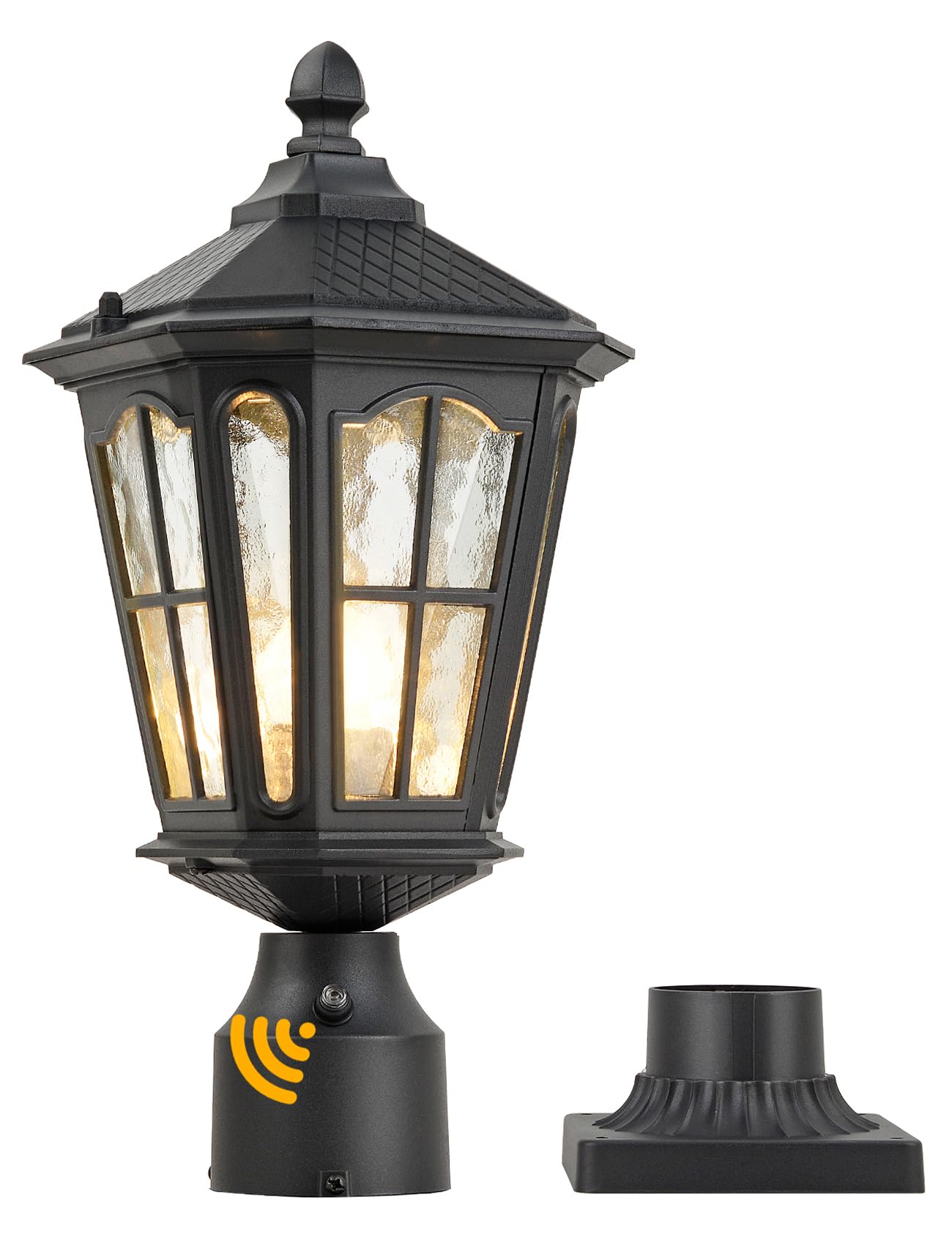 GYDZ Post Light Outdoor Fixture, 17in H, Waterproof IP65, Die Cast Aluminum, E26 Base, Matte Black, Model B55V