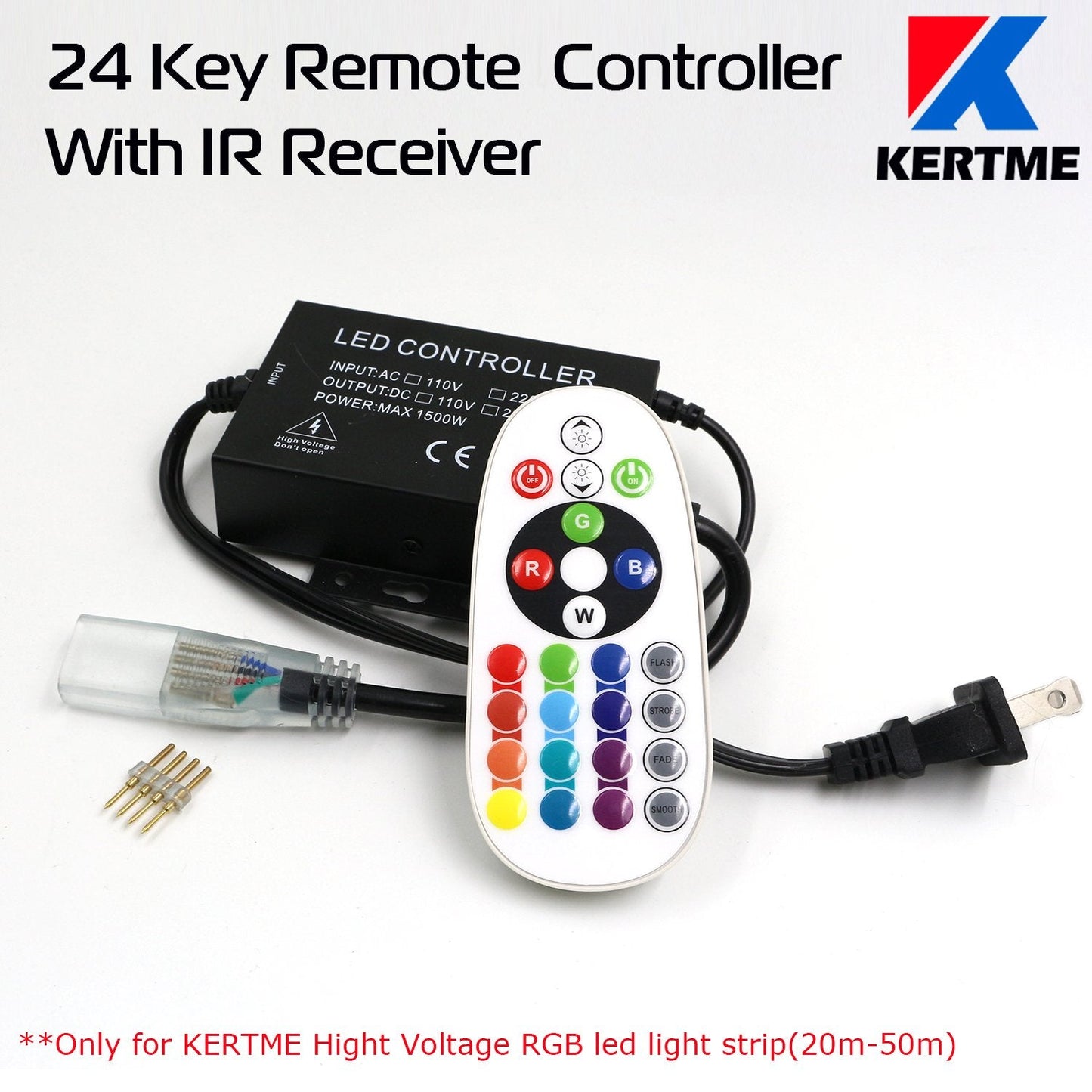 KERTME 5050 RGB LED Strip Lights, 40m Waterproof Dimmable Multi-Color Rope Light with Remote