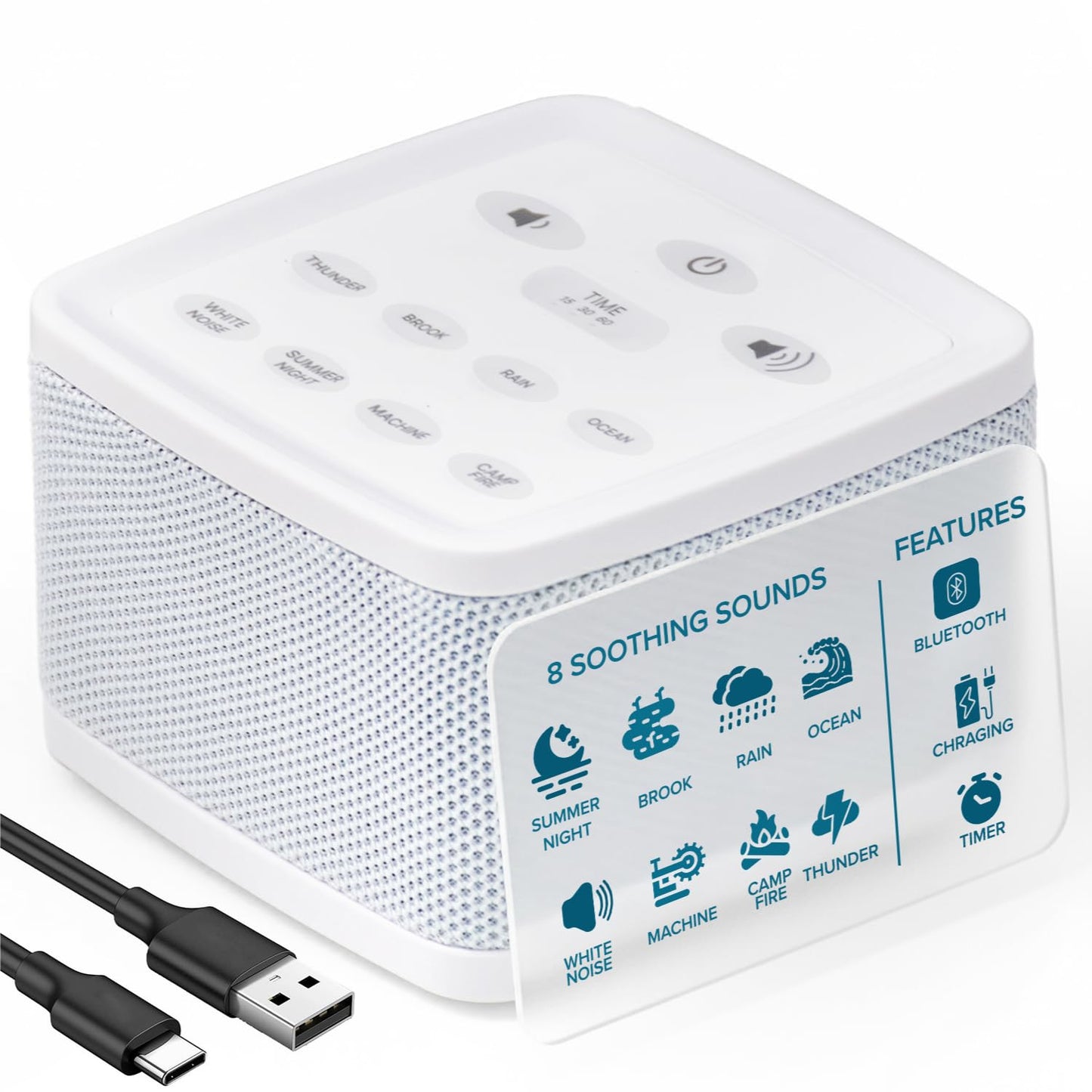 Big Red Rooster White Noise Machine for Sleeping – Baby & Kids Sound Machine with Rain, Nature & Ocean Sounds – Portable Sleep Noise Maker with Timer, Bluetooth & USB/3 AAA Power – Travel & Home Use