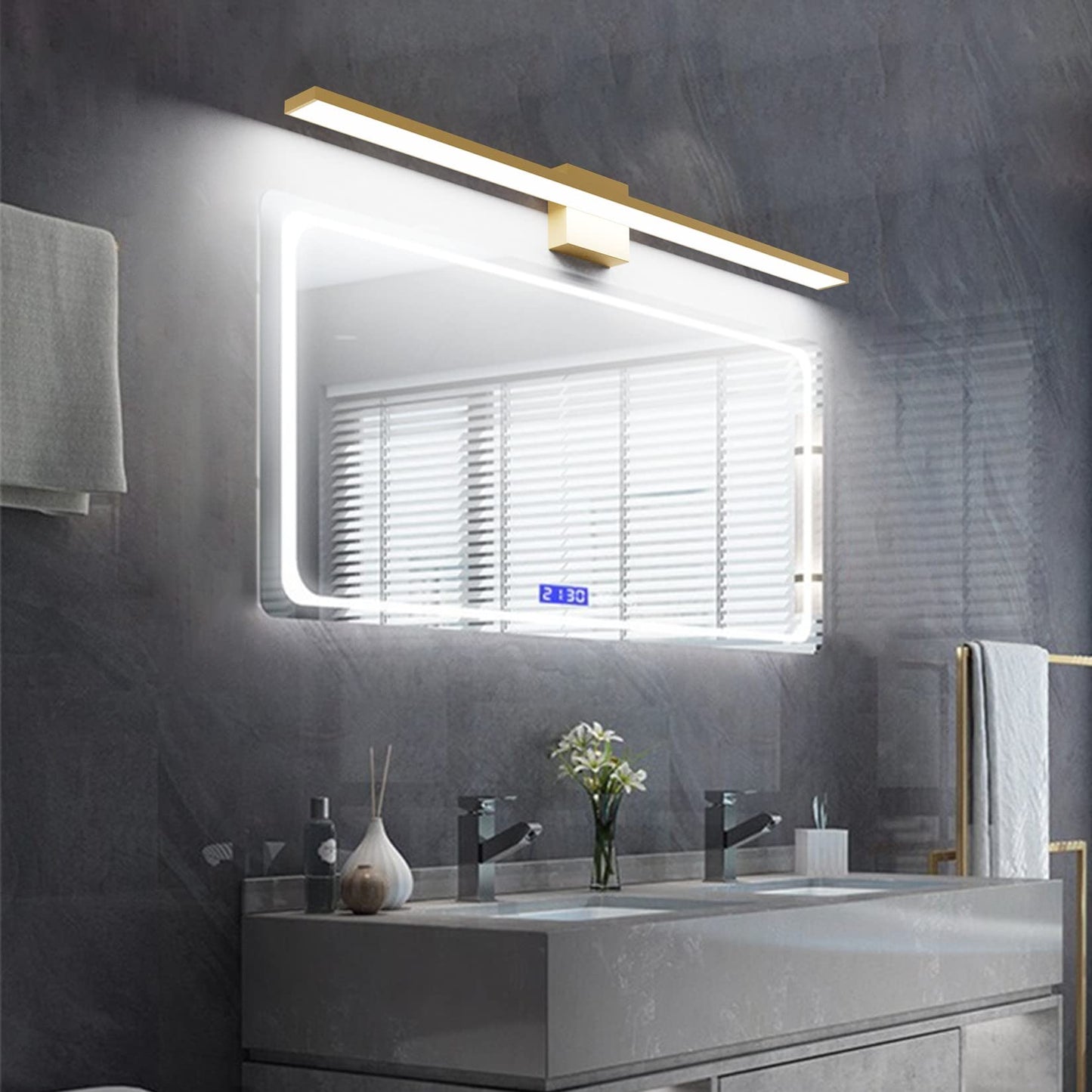Ralbay Modern LED Vanity Light 38W Frosted Aluminum 40 inch Gold Wall Fixture 6000K for Bathroom Over Mirror