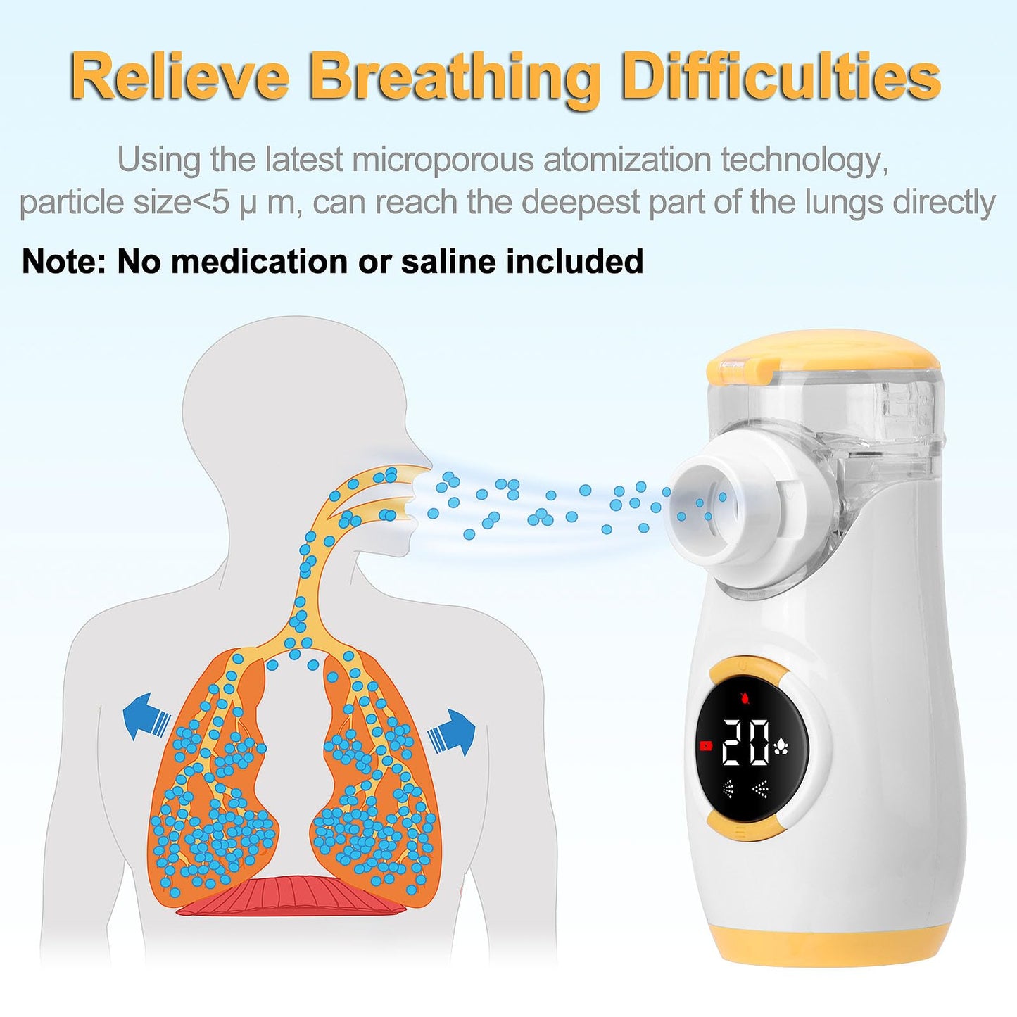 Nebulizer - Portable Nebulizer for Adults and Kids, Ultra-Quiet Nebulizer Machine with Intuitive LED Interface and Auto-Cleaning Travel and Home Use
