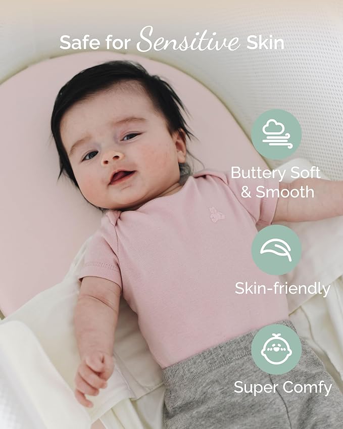 Bassinet Fitted Sheets for Fisher Price Bassinet Soothing Motions, Stow and Go, Rock with Me and Soothing View - Buttery Soft Sheets - Pale Pink + Lavendar + Cloud, 3 Pack