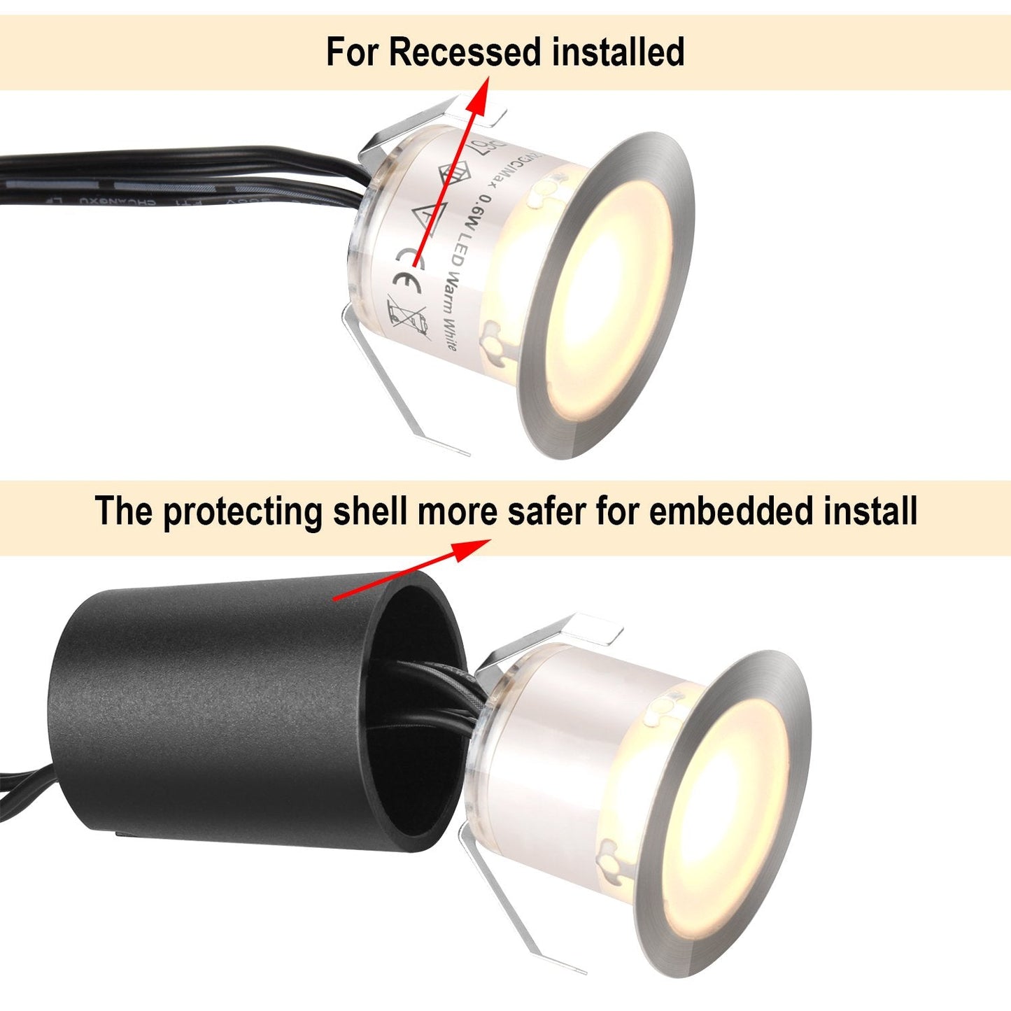Smy Lighting Recessed Led Deck Light Kits, 16Pack, Warm White, Ip67 Waterproof, Low Voltage For Outdoor Use, Model 43397-46160