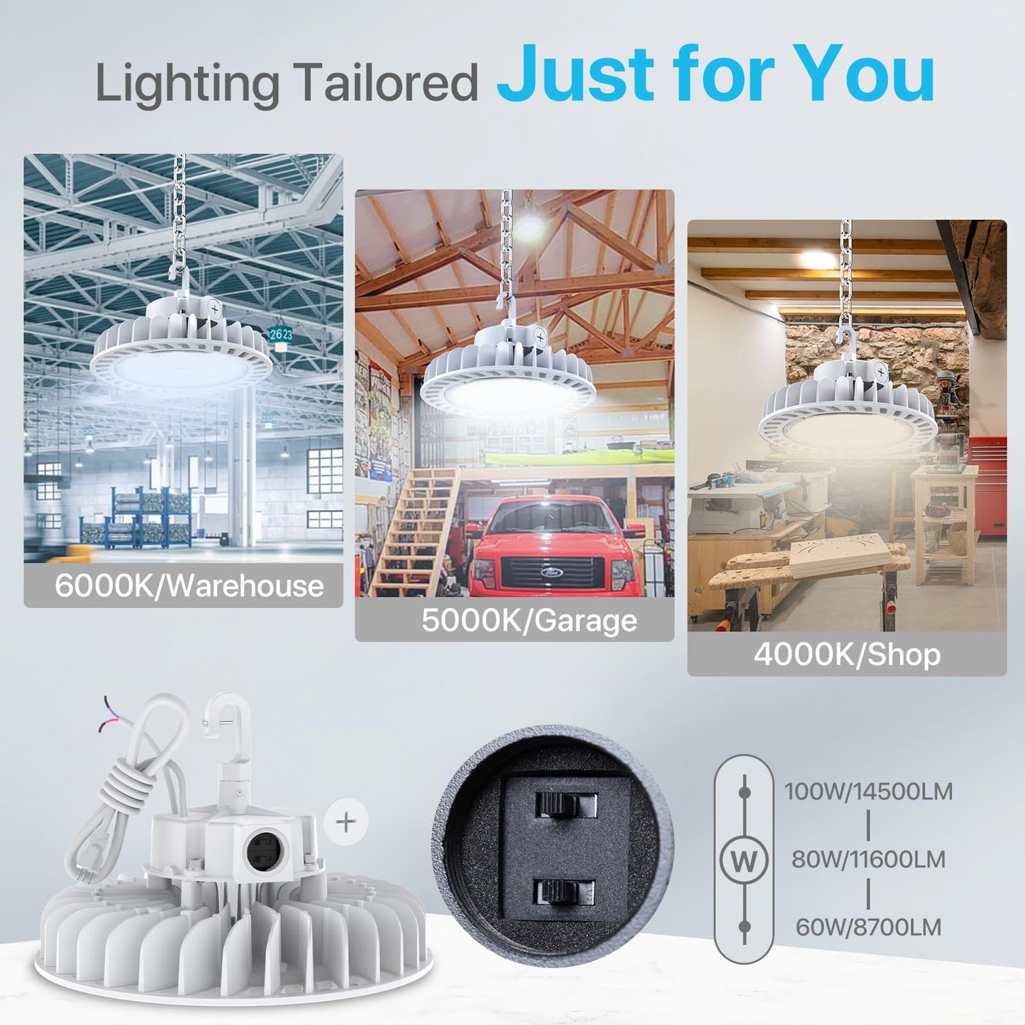 Hyperlite 100W High Bay Led Light, 14,000Lm, 5000K Daylight White, Aluminum, Dimmable, Ul Listed, Model Ces-Ls-H