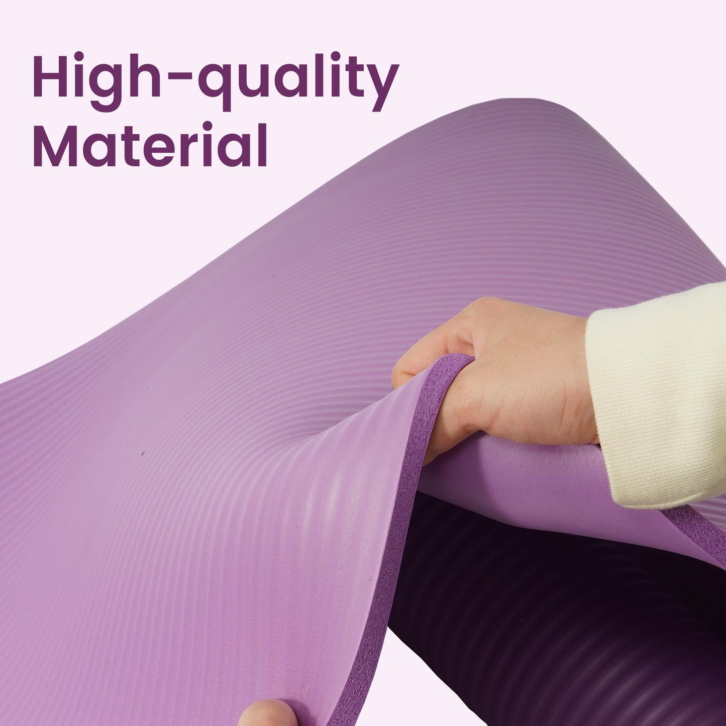 Fitvids 1/2-Inch Thick High Density Foam Exercise Yoga Mat with Carrying Strap, For Cushioning The Body Against Hard Floors, Taro Purple