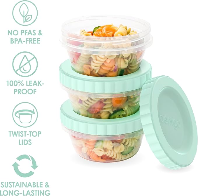 Bentgo Prep - 20 Piece 8 fl oz Leak-Proof Deli Containers with Lids, Food Storage for Meal Prep, Twist-Top, Reusable, PFAS & BPA-Free, Stackable, Microwave, Freezer, & Dishwasher Safe (Honeydew)
