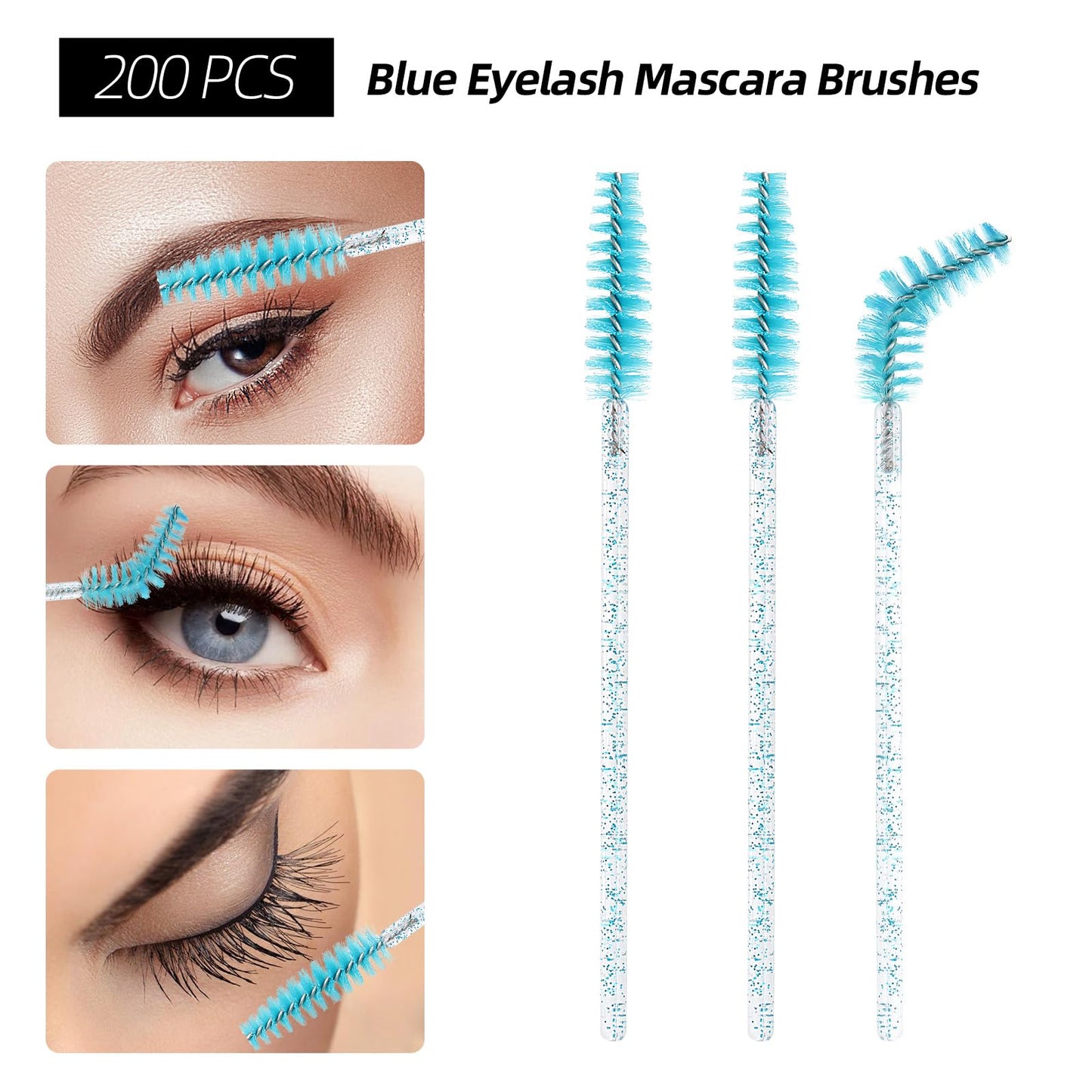 600 PCS Eyelash Extension Supplies Kit, 200 Spoolies Mascara Wands Disposable 200 Lip Brushes 200 Micro Swabs Purple Eyelash Bru