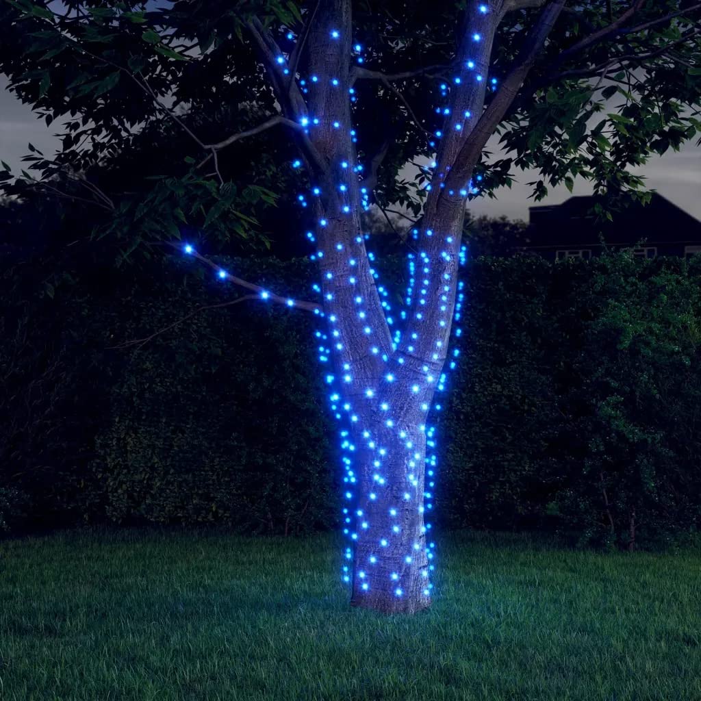 vidaXL Solar-Powered Fairy String Lights, 200 LEDs, Blue Light, 8 Lighting Modes, Indoor/Outdoor Use, Model 328953