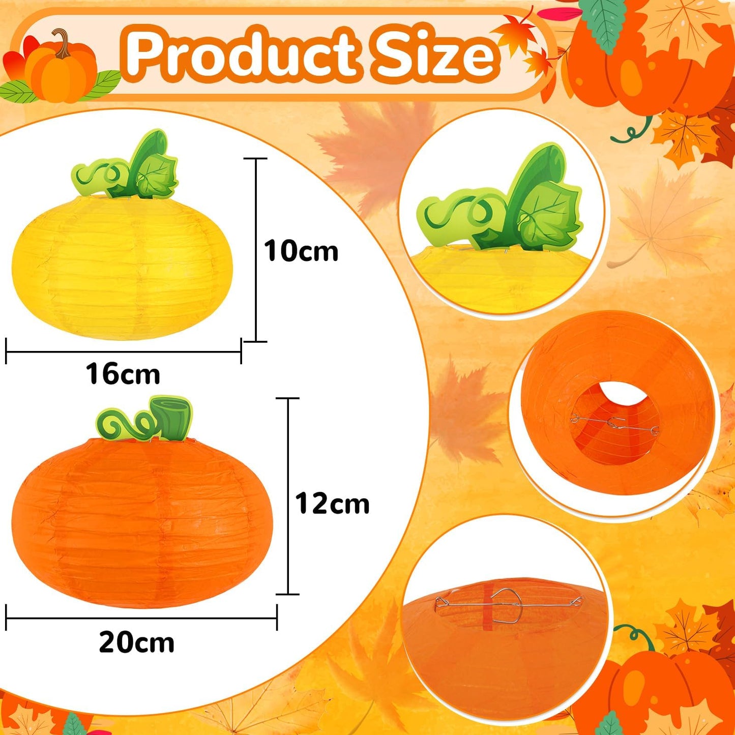 Decyool 12Pcs Fall Thanksgiving Pumpkin Paper Lanterns 3D Pumpkin Hanging Honeycomb Centerpieces For Birthday Wedding Harvest Party Supply Decorations