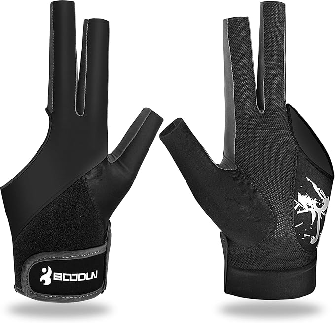 YFY Billiard Pool Gloves for Left Hand 3 Finger, Splicing Process, Snooker Cue Sport Glove Popular Sizes for Men & Women